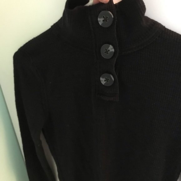 FREE PEOPLE We The Free Marigold Waffle Knit Thermal Turtle Top in Black XS - Picture 7 of 11